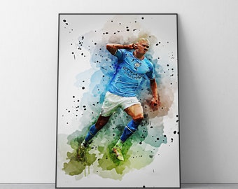 Poster di Erling Haaland / Stampa artistica da parete di calcio / Rif #373