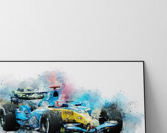 フェルナンド・アロンソ ルノー R25 F1 プリント: 2005 チャンピオン