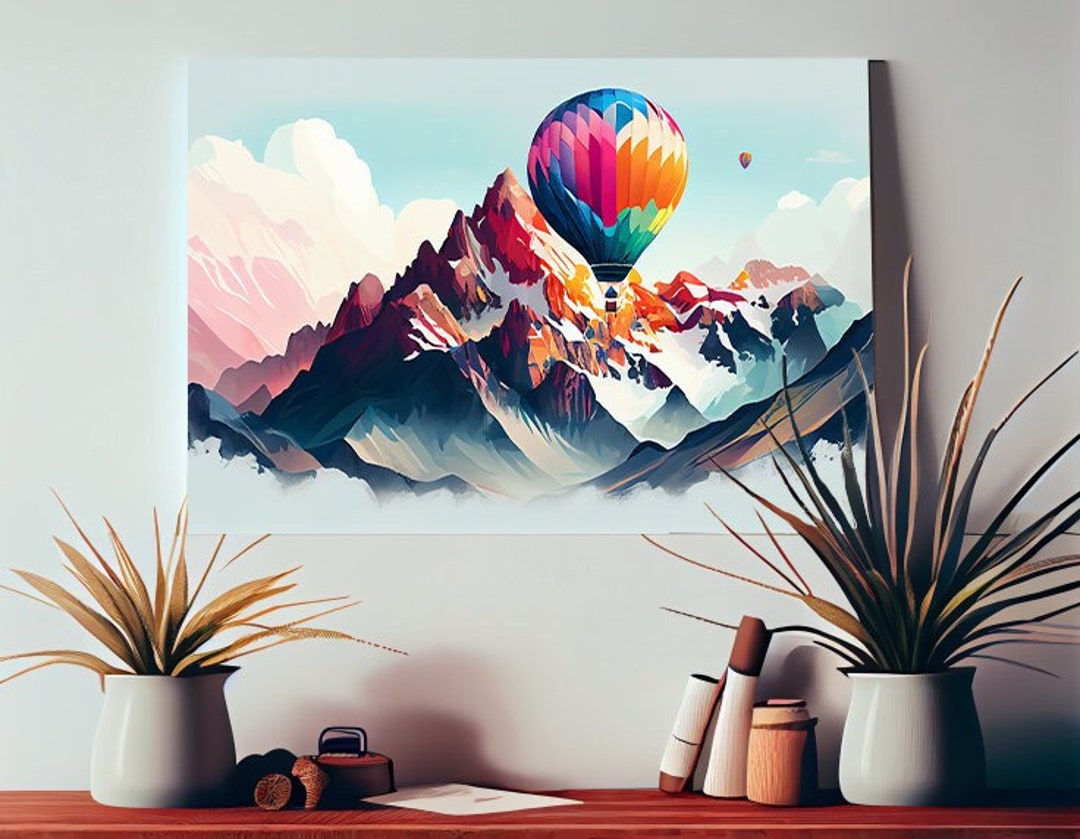 Hot Air Balloons Poster Mountains Print Ref 345 - Etsy