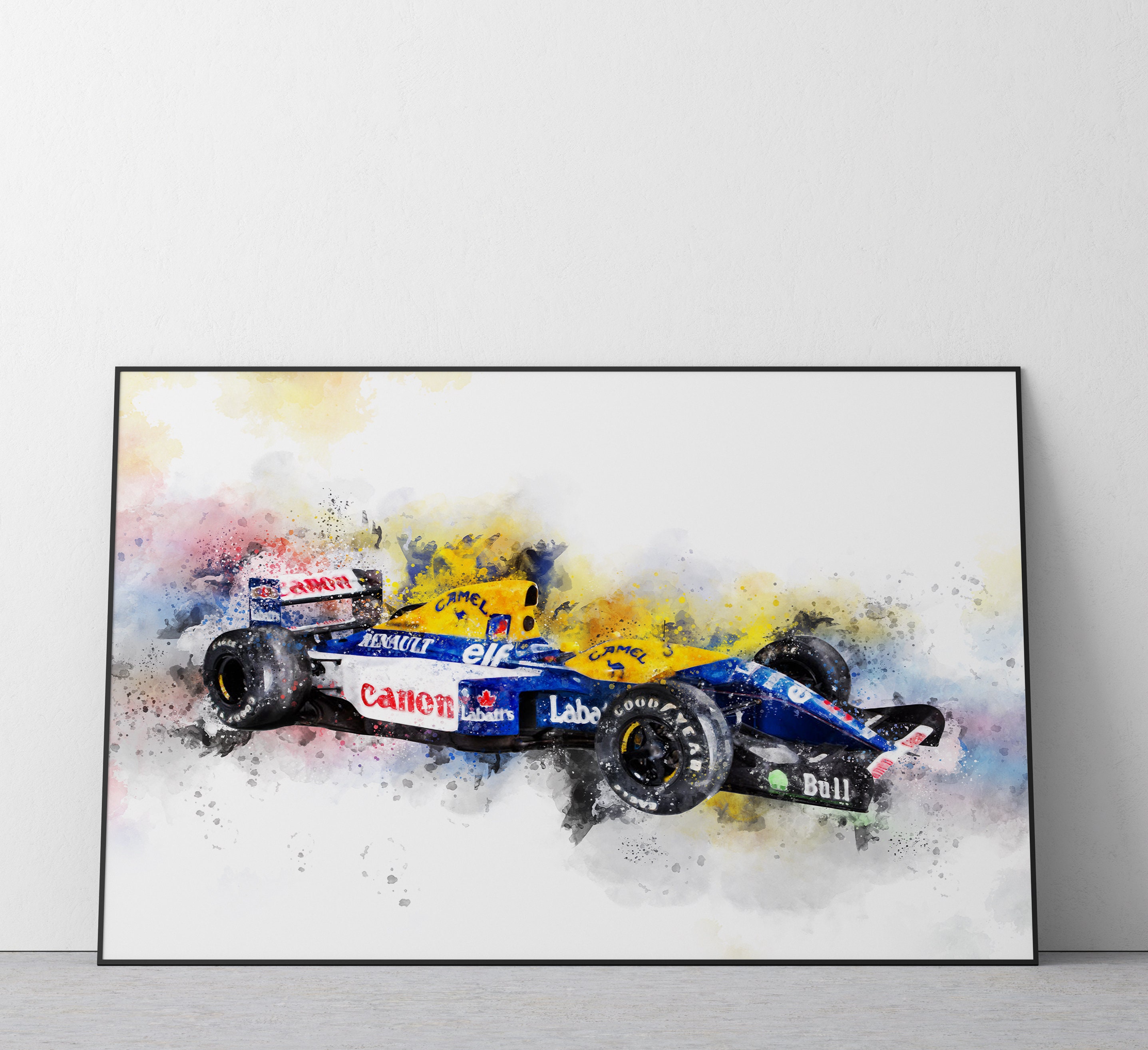 Williams Racing FW14B Watercolor Art Print: F1 Car Poster Ref #67