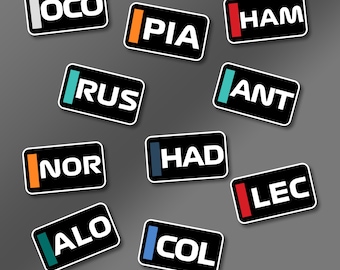 F1 Driver Name Magnet, Waterproof Vinyl ref #723