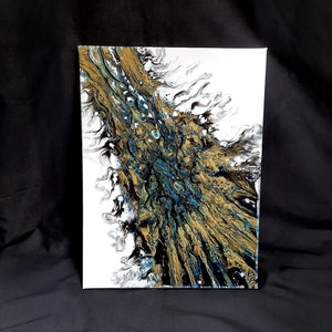 Acrylic Pour Painting | Canvas 30 cm x 40 cm | Original Finished with Varnish | UK