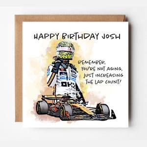 Gepersonaliseerde Lando Norris-verjaardagskaart | Gratis envelop | ref#629