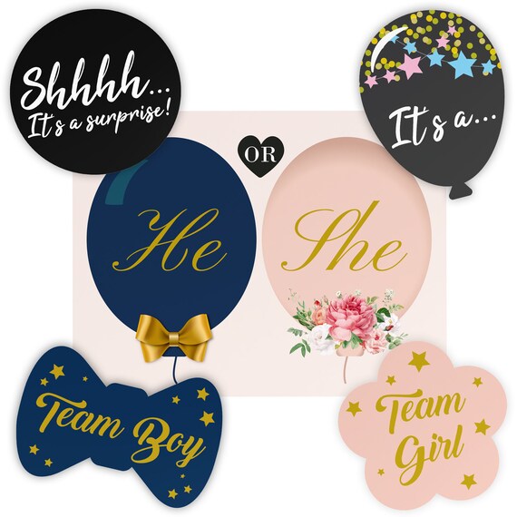 Gender Reveal Stickers Gender Reveal Box Decorations Team Boy Team 
