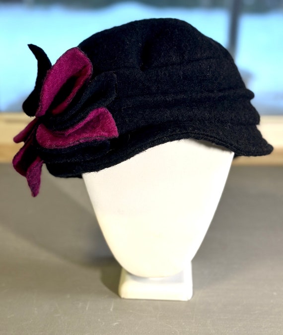 Vintage Platania Wool Blend Cloche Hat with Flowe… - image 7