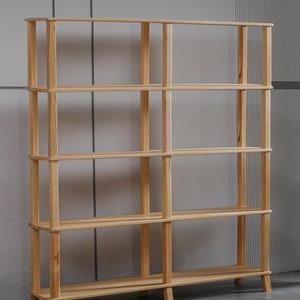 Handmade Natural Wood Bookshelf, Minimalist Wooden Bookcase for Home and Office Decor, Multi-Shelf Storage Unit, Modern Display Shelving