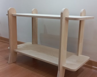 Montessori Wooden Children's Bookcase: Minimalist Natural Wood Shelf