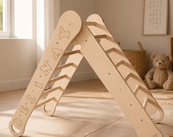 Personalized Montessori Climbing Triangle,Natural Birch Wood Triangle,Indoor Toddler Climber,Waldorf Play Gym