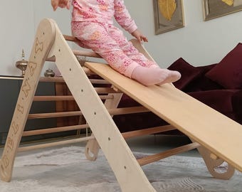 Personalized Montessori Triangle Climber, Foldable Triangle,Custom Name Birch Climbing