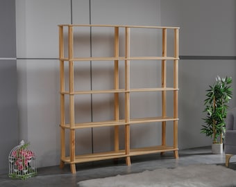 Forhappyhomes Bookshelf,Bookshelf with Duplicable Shelves,Solid Wood Bookshelf,Living Bookshelf,Large Bookshelf