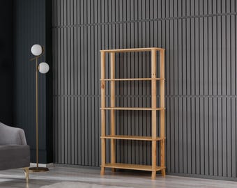 5-Shelf Open Minimalist Solid Pine Bookcase and Storage Cabinet,TOOL-FREE INSTALLATION