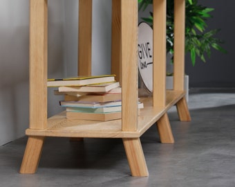 Handmade Pine Bookshelf: Minimalist Scandinavian Open Storage,TOOL-FREE INSTALLATION