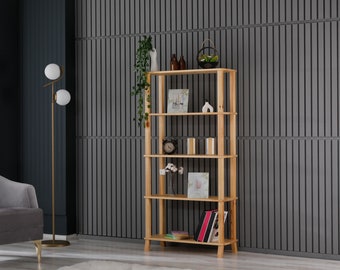IRONCK Estantería Triple Ancha De 5 Niveles, Estantes Abiertos Etagere Con Valla Trasera Para Decoración De