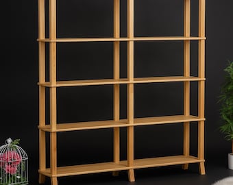 Handmade Solid Pine Wood Bookshelf: Rustic Modern Home Organizer