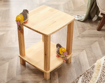 Handmade Pine Wood Shelf: Minimalist Square Shelving Unit