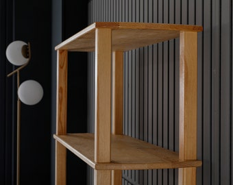 Minimalist Open Storage Shelving:Handcrafted Pine Wood Bookshelf Shelving Tool-Free Assembly