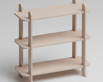 Solid Pine Wood Bookshelf: Mid Century Modern, 3-Tier Bookcase