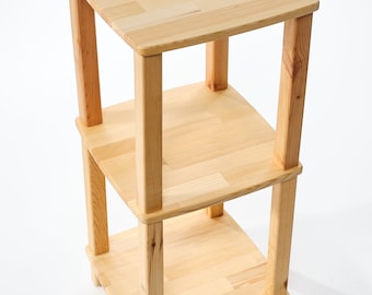 Modern Open Minimalist Nightstand Shelf-Solid Wood Narrow Bookcase