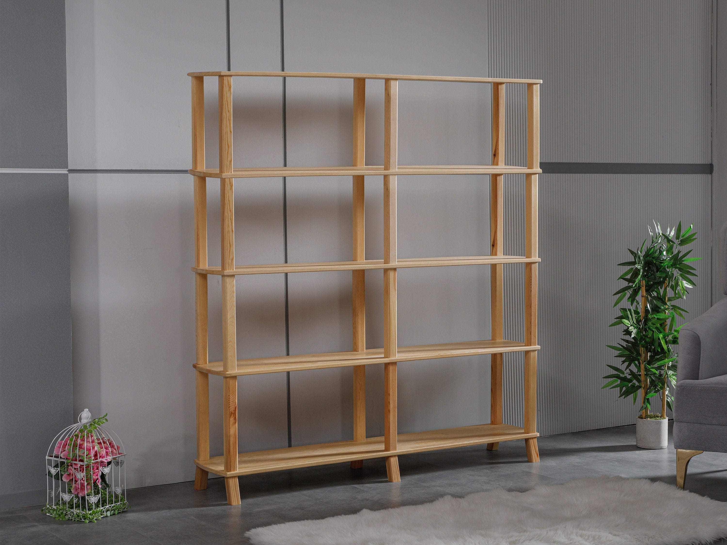 Handmade Oak Bookshelf: Minimalist Scandinavian Open Storage