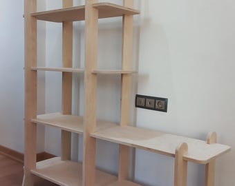 Minimalist Birch Wood Bookshelf: Modern Open Shelving Unit