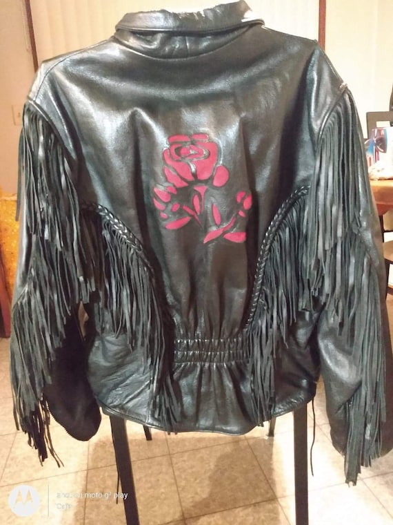 Leather women's motorcycle jacket