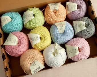 Pastel Cotton Acrylic Yarn Bundle: Crochet, Knitting, Amigurumi (11 Skeins)