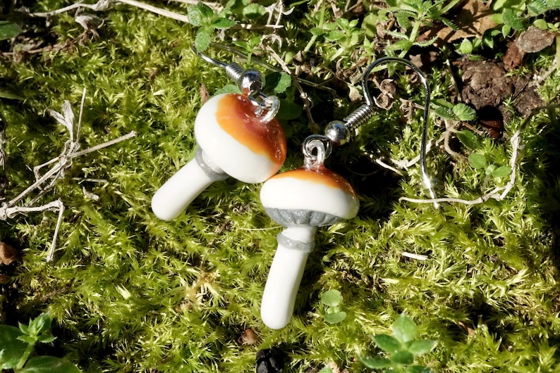 Golden Teacher Mushroom Earrings