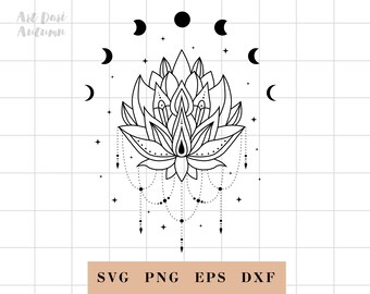 Download Lotus Moon Mandala Etsy