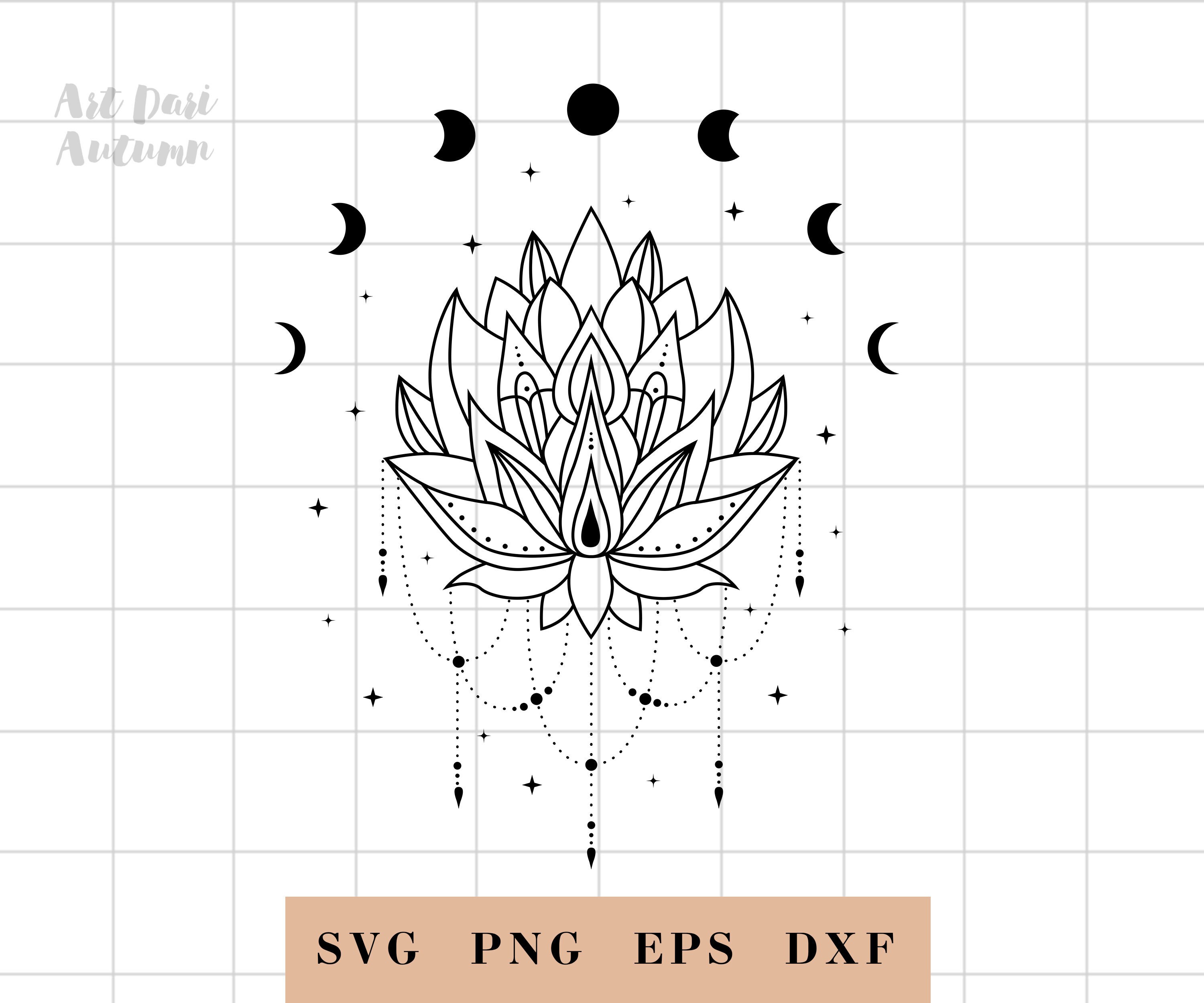 Download Moon svg Lotus mandala clipart Moon phase svg Crescent ...