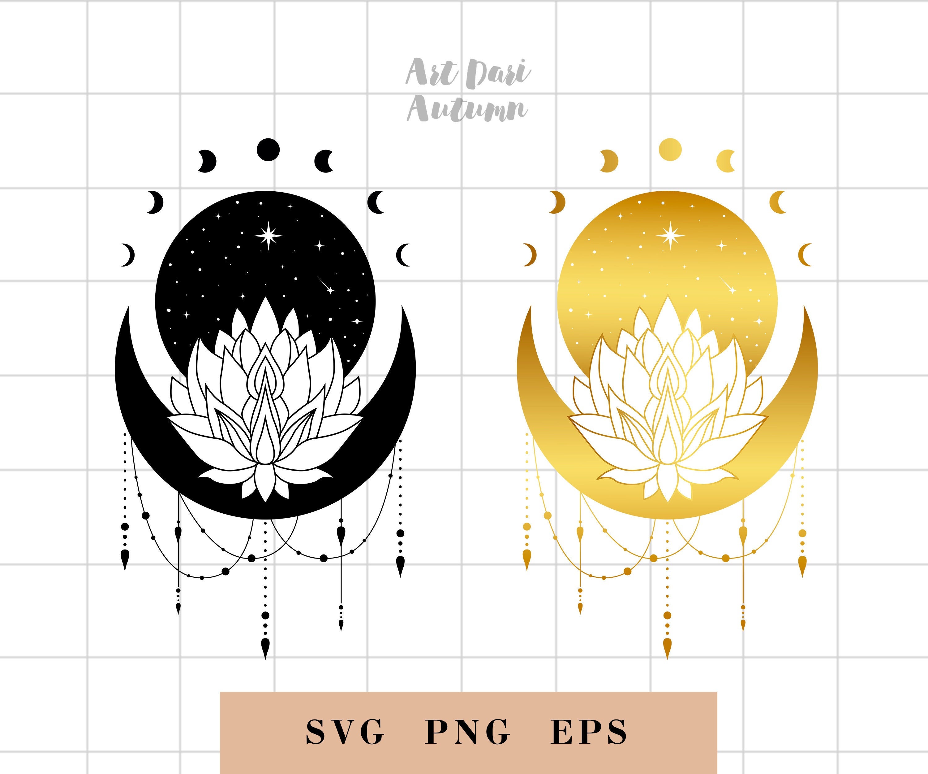 Download Moon svg Lotus mandala clipart Moon phases svg Crescent ...