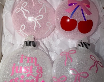 Girly Coquette Christmas disc  Ornament Set
