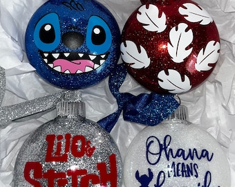 custom made stitch & lilo ornament set