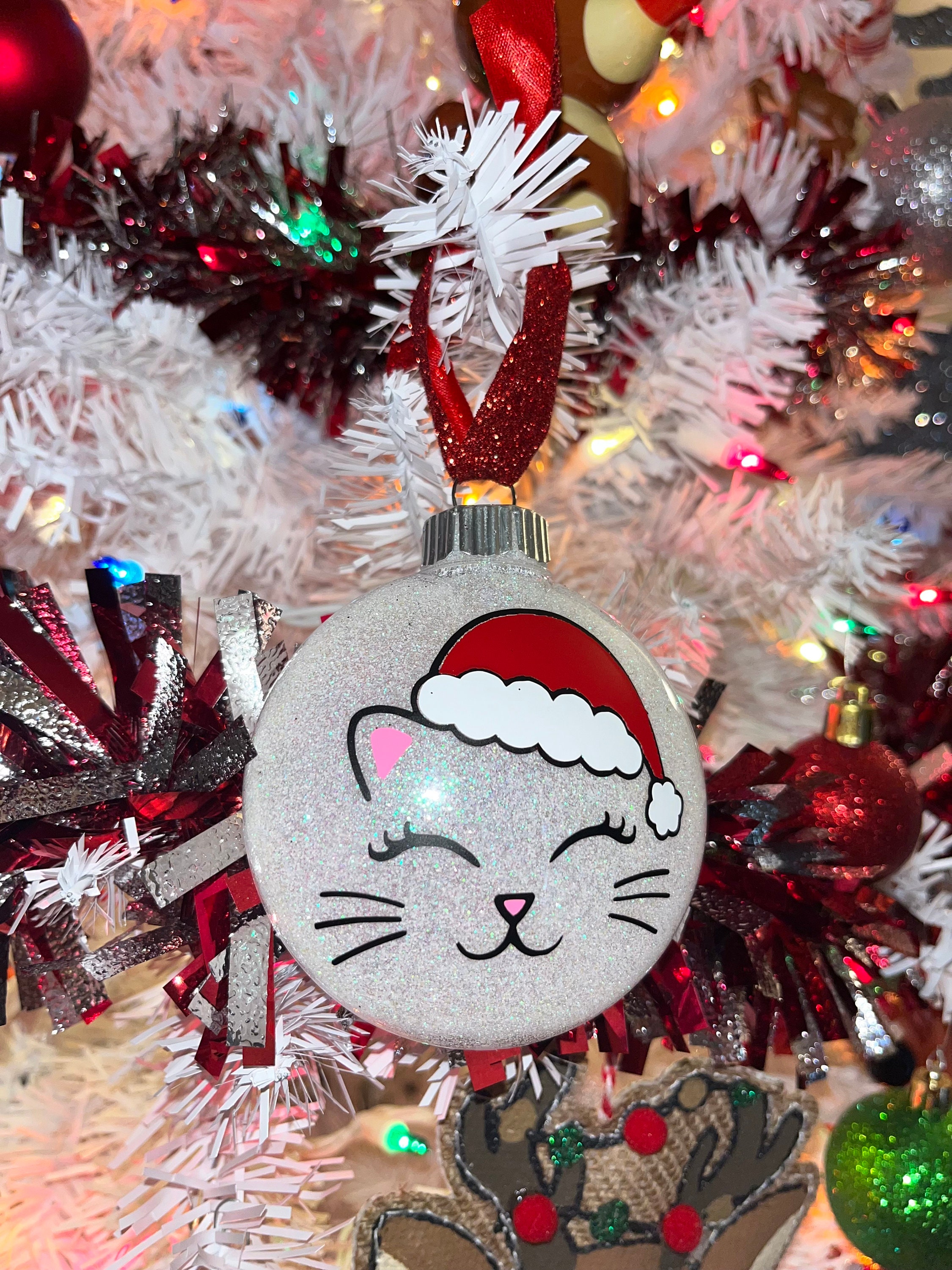Meowy Christmas Cat Theme Ornament Set of 4 - Etsy