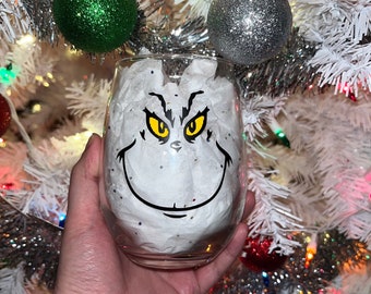 Inspired Grinch wine glass