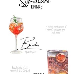 Personalized Wedding Bar Menu PDF | Download for Signature Drinks; Customizable Wedding Signature Drink Bar Menu Template | Digital Download