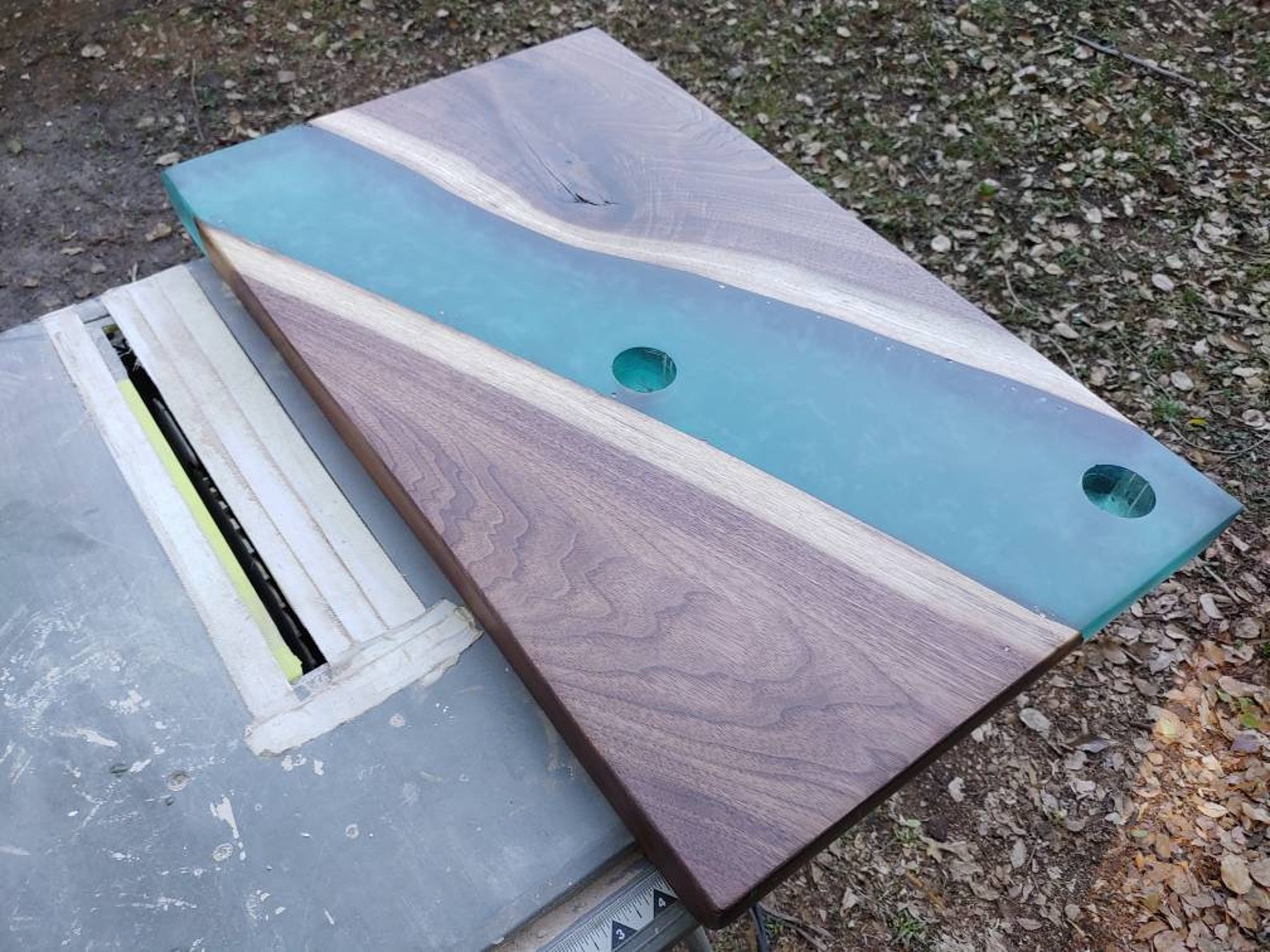 Pine wood vanity with a epoxy river table top Etsy