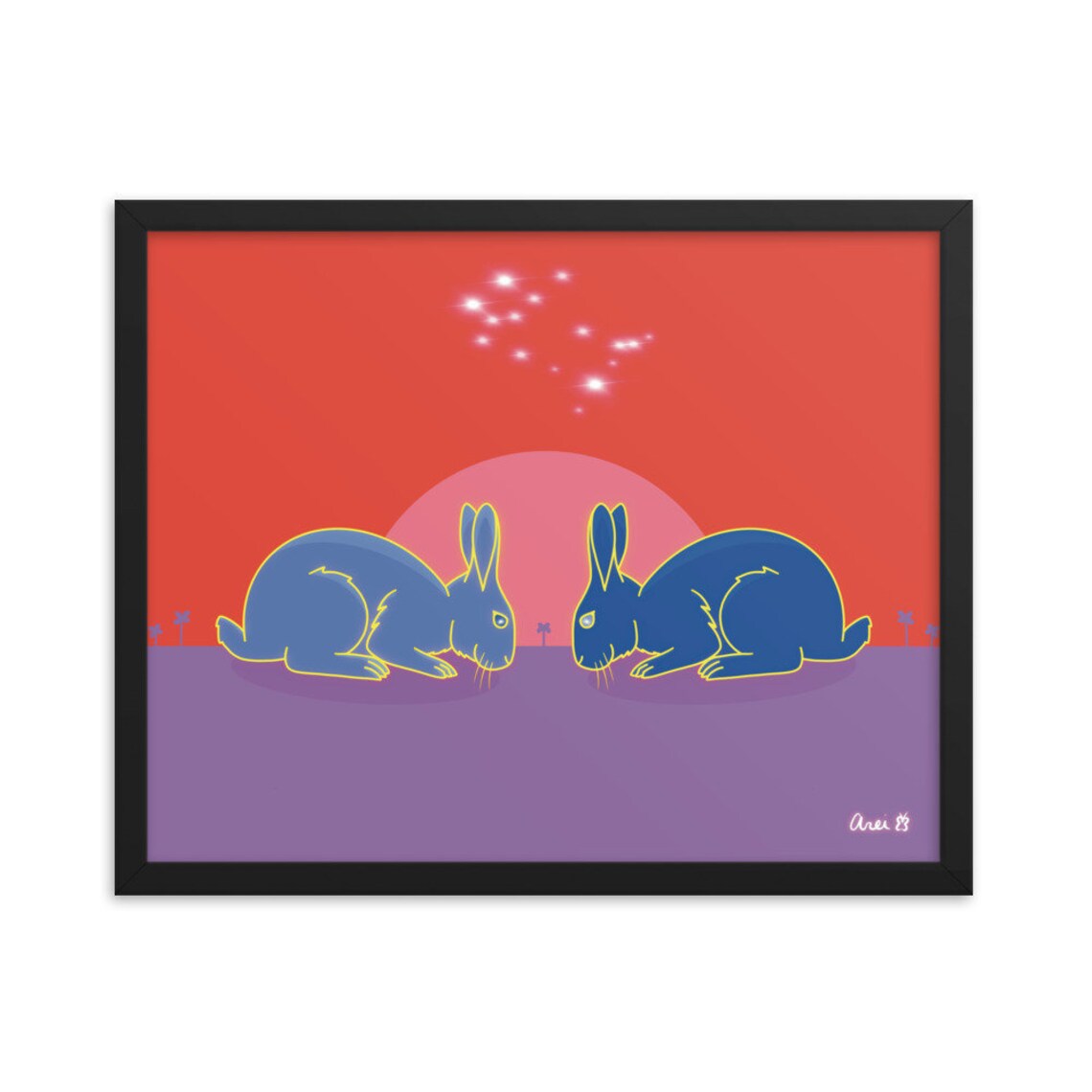 Zodiac Art Gemini Rabbit Framed Poster Print Etsy