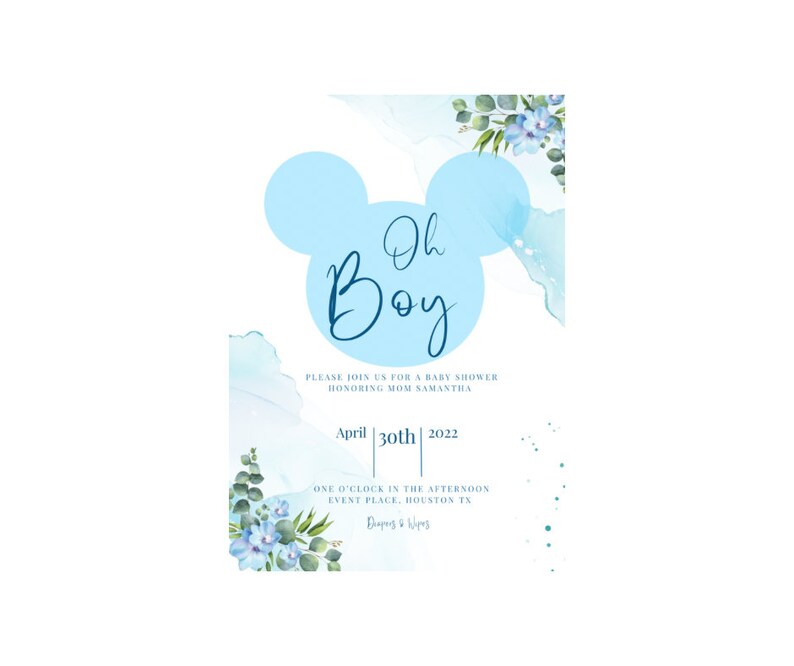 Mickey Mouse Baby Shower Invitation Digital Download Etsy