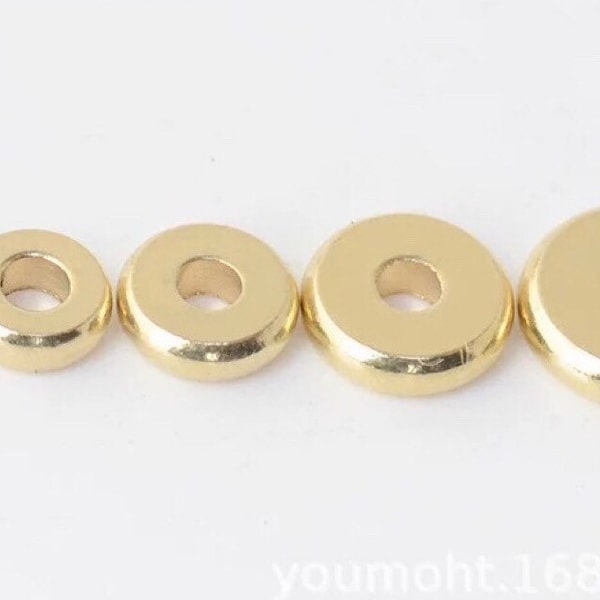 50/100PCS, High Quality Raw Brass Disc Bead, Bead Spacers, Flat Spacer Beads, Disc Spacer Accent Bead