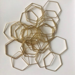 Raw Brass Hexagon Links,   Hexagon Connector, 20PCS