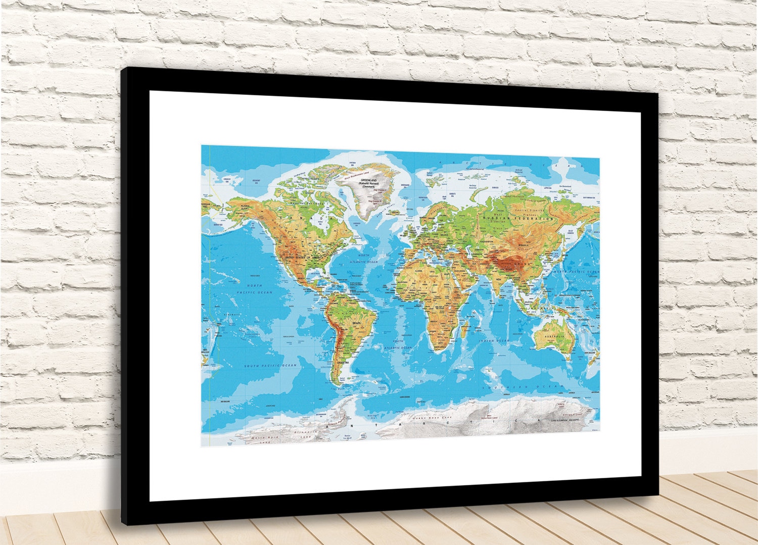 Topographic World Map Photo Print Picture Frame | Etsy