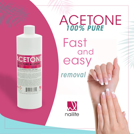 Nailite Nail Polish Remover 100% Pure Acetone, Quick Professional Powerful  Remover, for Natural, Gel, Acrylic, Shellac Nails 8 Fl. Oz. 