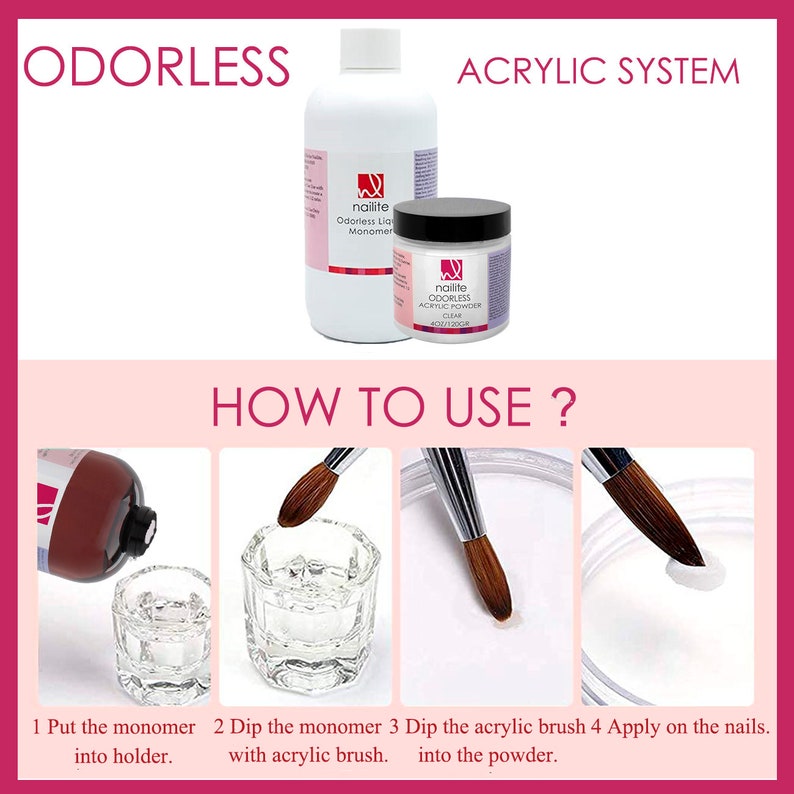 Nailite Odorless Liquid Monomer Acrylic Powder Etsy