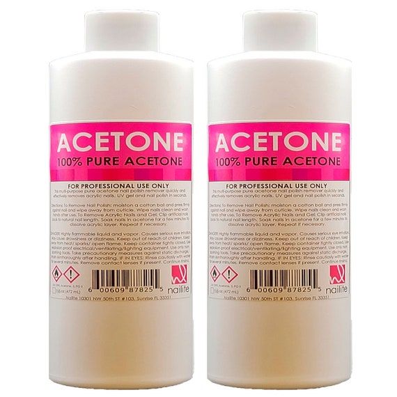 Nailite Nail Polish Remover 100% Pure Acetone, Quick Professional Remover,  for Natural, Gel, Acrylic, Shellac Nails 2 Pack 8 Fl. Oz. 