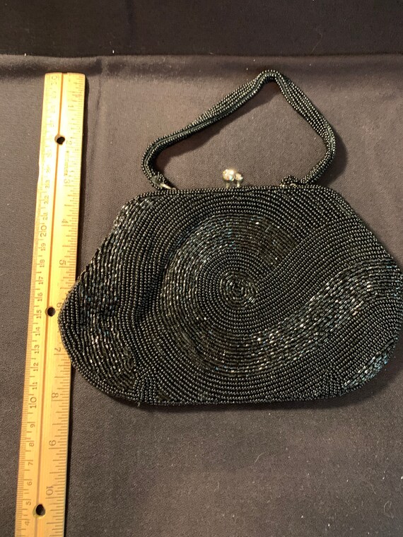 Vintage Black beaded Evening bag. - image 7