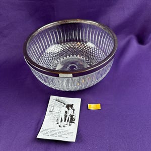 Vintage Silver Plate Rimmed Lead Crystal Bowl from Raimond England