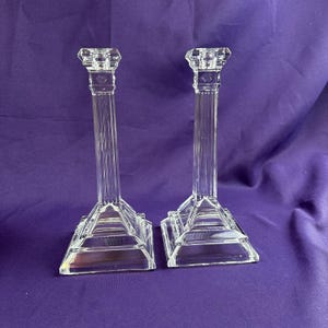 Vintage Square Crystal Candlesticks