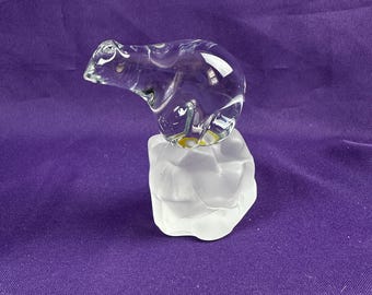Lalique France Crystal Bear Figurine, Ursus Motif, Frosted Glass