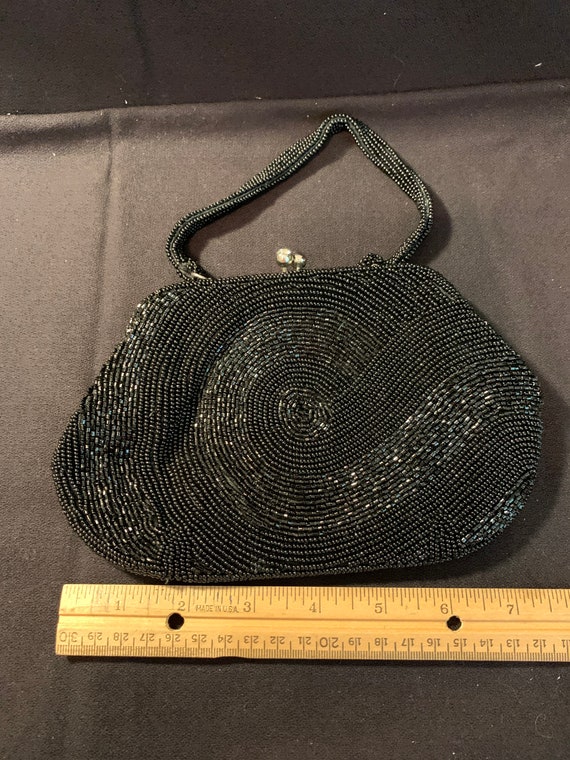 Vintage Black beaded Evening bag. - image 6