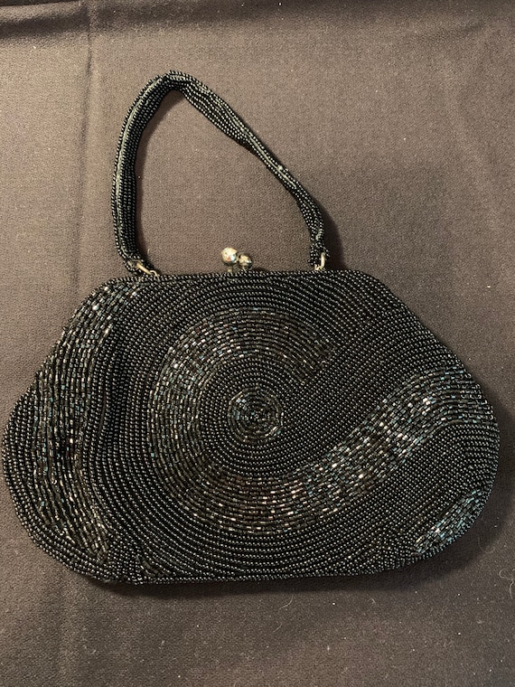 Vintage Black beaded Evening bag. - image 5